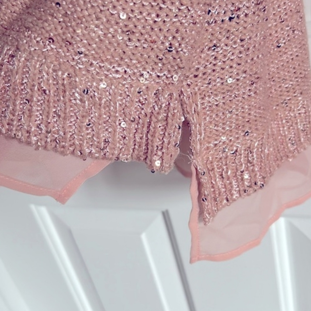 LIZ CLAIBORNE SPARKLY Rose Gold-Salmon Pink SWEATER: Size XL - Picture 5 of 6